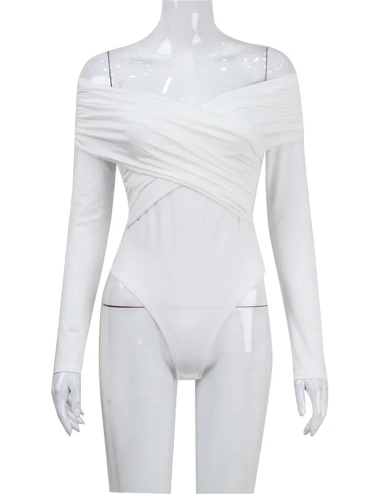 White See-Through Jumpsuit For Women Pleated Slim Sexy