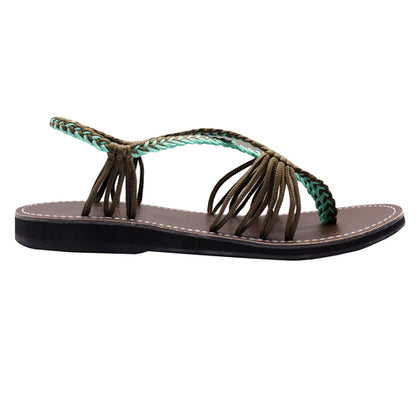 Markerandhands Handwoven Rope Flat Sandals For Women Airy Turquoise