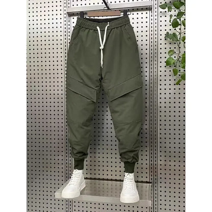 Winter down cotton thickened cargo pants men's trend big pocket