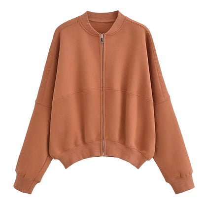 TRAFZA Women's Winter Warm Fleece Lined Zipper Jacket Sweatshirt Set