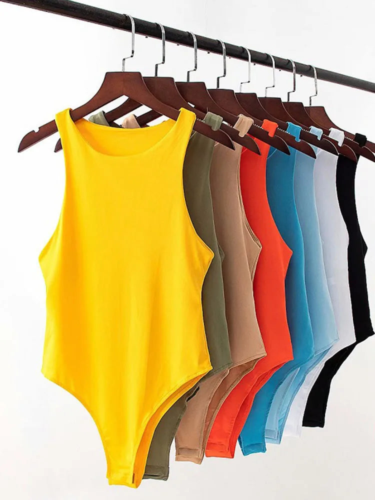 summer solid sexy bodycon women bodysuits female color variety